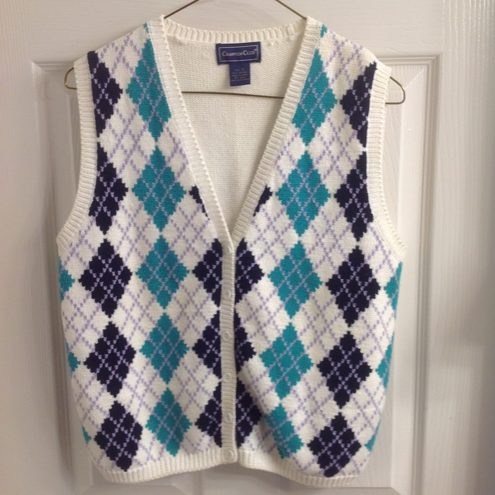 Argyle Sweater Vest, Ladies Medium, EUC